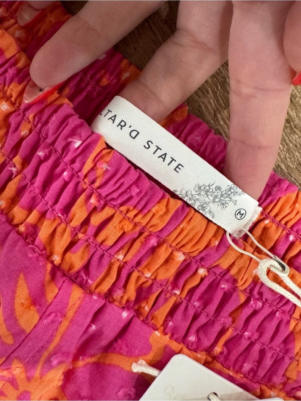 Altar'd State Pink & Orange Floral Pull-On Athletic Shorts - Picture 3 of 5